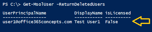 Soft delete a user in Office 365
