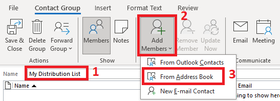 add members in distribution list in outlook