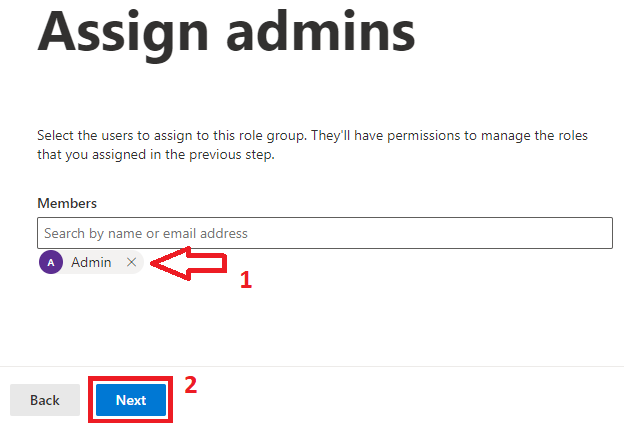 assign admins in role group