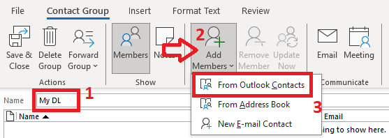 create DL in outlook client