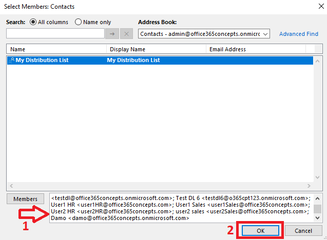 create list in outlook