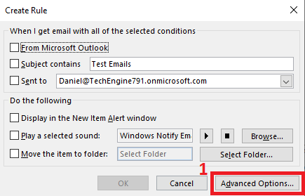 create rule in outlook