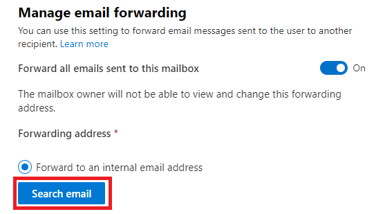 forward email to internal user