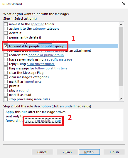 forward emails with outlook rule