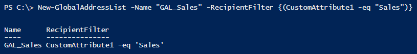 powershell command to create global address list office 365