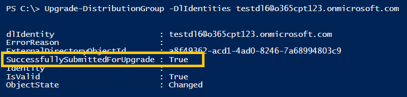 powershell command to upgrade Distribution List to Office 365 Group