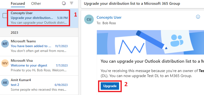 upgrade your distribution list to a Microsoft 365 group