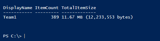 Check user mailbox size Office 365 using PowerShell