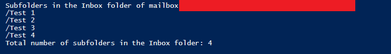 Get count of subfolders of Inbox folder of a mailbox
