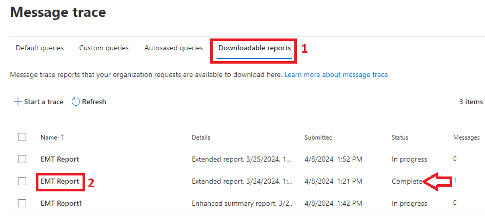 download message trace report in exchange admin center