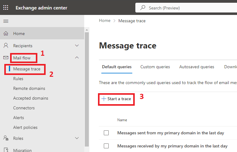 run message trace in exchange online