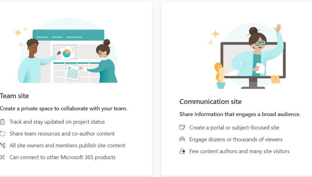team site or communication site 2