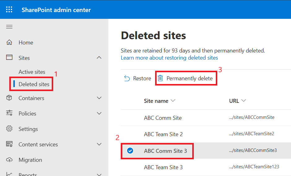 delete site permanently 1