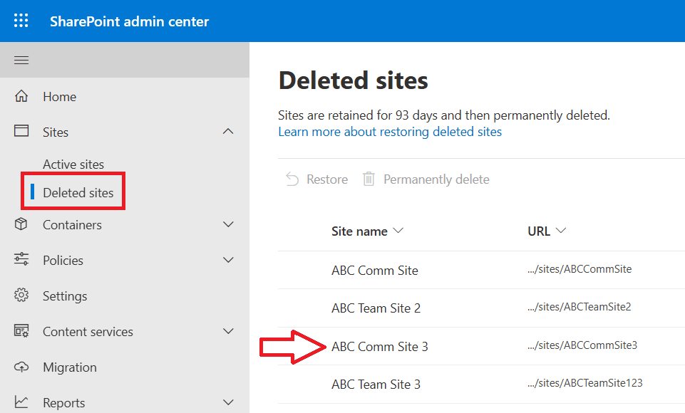 deleted sites